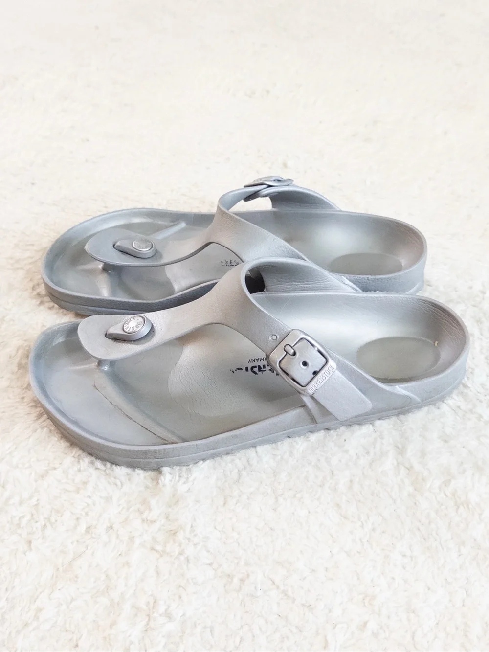 Birkenstock Gizeh EVA Silver Gray Thong Sandals Size 38
